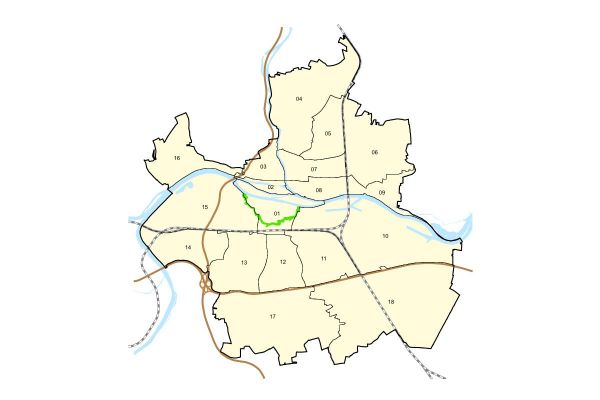 Grafik - Karte der Regensburger Stadtbezirke