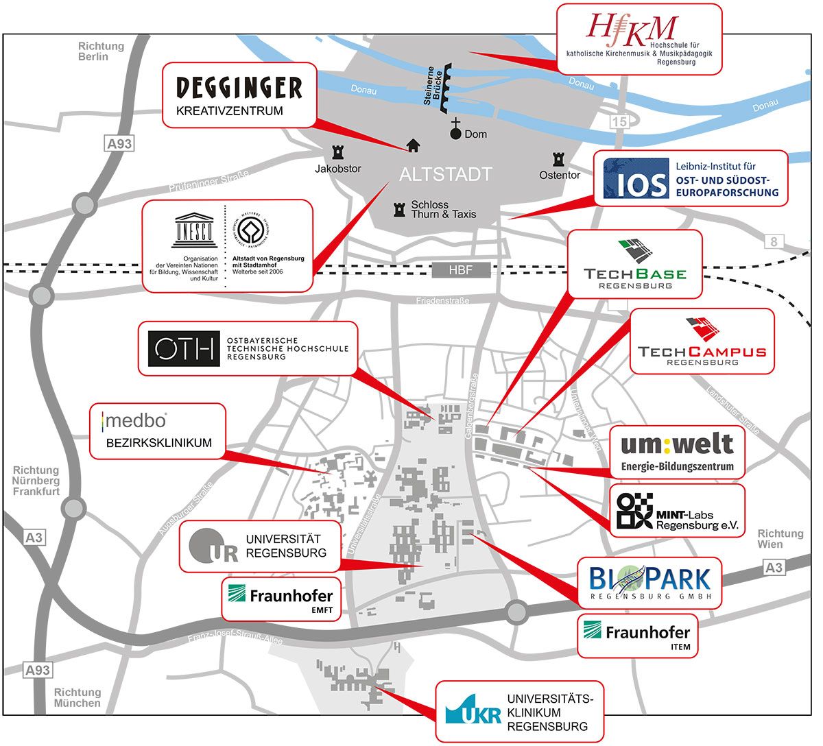 Wirtschaft - Wissenschaftsstandort Karte Hochschulcampus/Altstadt