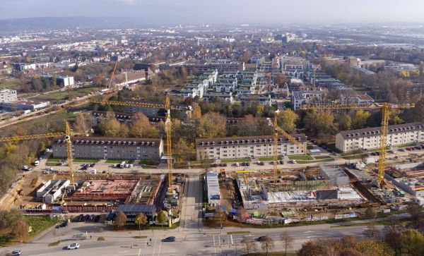 Blick über Neubauten