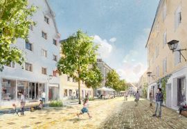 Eine Visualisierung, wie der Obermünsterplatz in Zukunft aussehen könnte