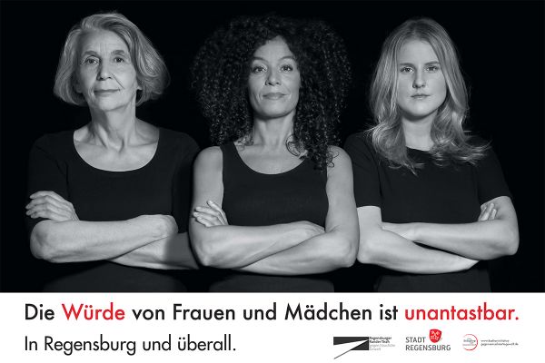 Plakat- Postkartenaktion "Die Würde der Frauen ist unantastbar"